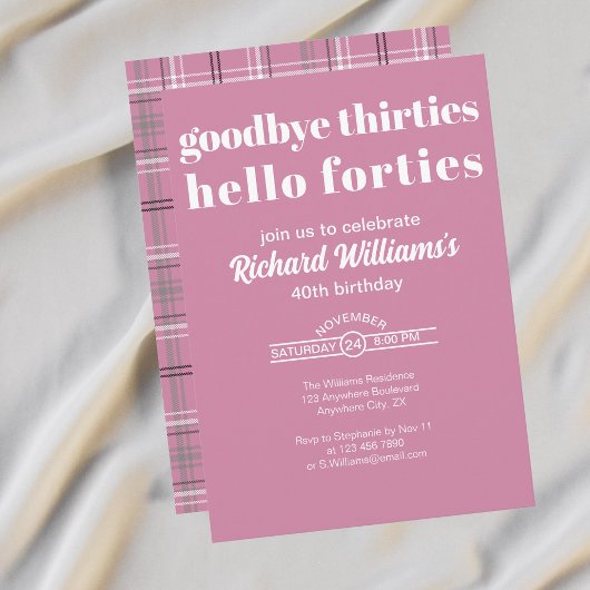 Invitation Goodbye Thirtis Hello Forties Modern 40th Birthday
