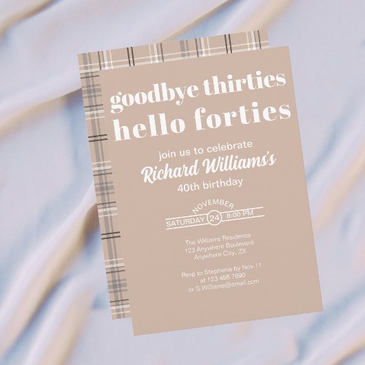 Invitation Goodbye Thirtis Hello Forties Modern 40th Birthday