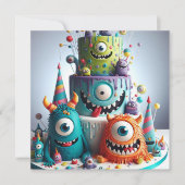 INVITATION GOOFY WEIRD CRAZY MONSTER CAKE ANNIVERSAIRE (Devant)