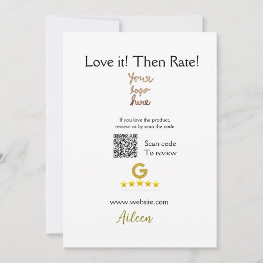 Invitation Google évaluez-nous avis commande achat entreprise (Devant)