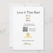 Invitation Google évaluez-nous avis commande achat entreprise (Dos)