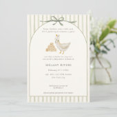 Invitation Goose Neutral Sage Green Bow Baby Shower (Debout devant)