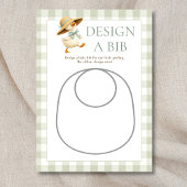 Invitation Goose Sage Gingham Design Bib Shower Game Card