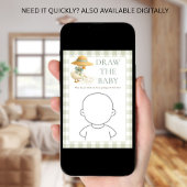 Invitation Goose Sage Gingham Draw The Baby Shower Game Card