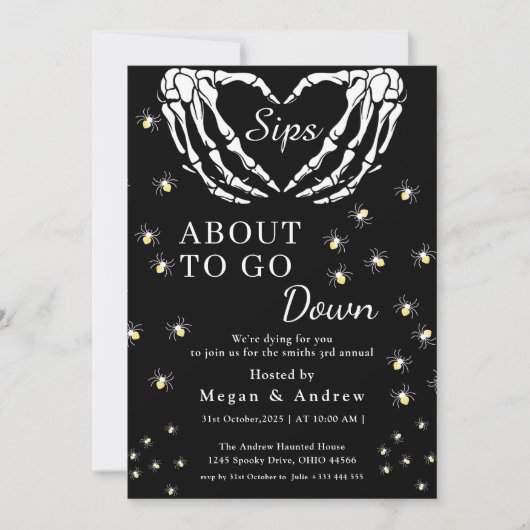Invitation gorgées sur le point de descendre fête Halloween (Devant)