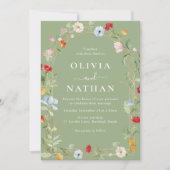 Invitation Gorgeous Wildflower Wreath Sage Wedding  (Devant)