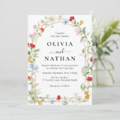 Invitation Gorgeous Wildflower Wreath Wedding (Debout devant)