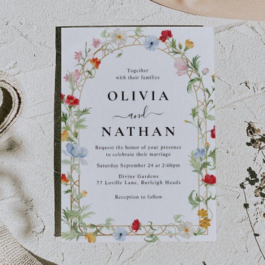 Invitation Gorgeous Wildflower Wreath Wedding