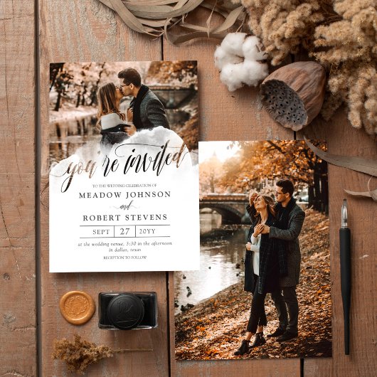 Invitation Gossamer Overlay Photo Mariage informel