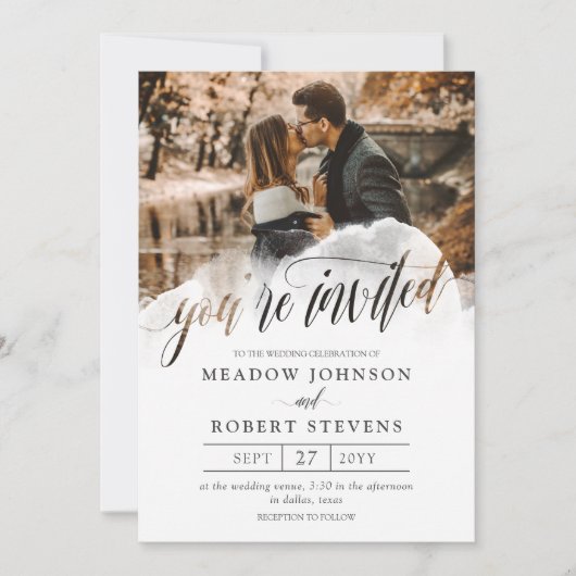 Invitation Gossamer Overlay Photo Mariage informel (Devant)