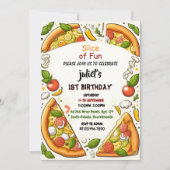 Invitation Gosse d'amour fille ado pizza premier 1er annivers (Devant)