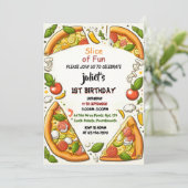 Invitation Gosse d'amour fille ado pizza premier 1er annivers (Debout devant)