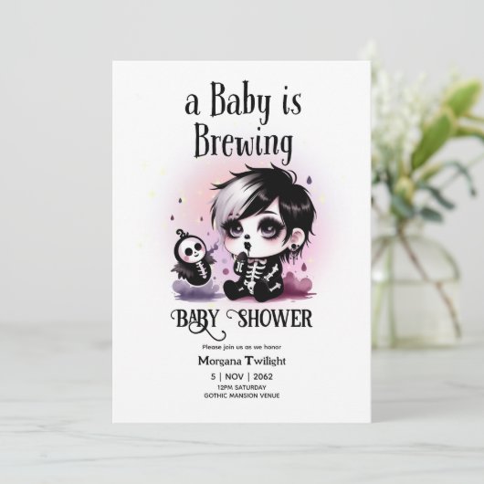 Invitation Goth Baby Boy est en train de brasser sorcier Ghos (Debout devant)
