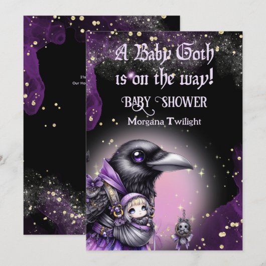 Invitation Goth Baby Girl livrée par Crow Moonlight (Devant / Derrière)