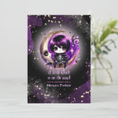 Invitation Goth Baby shower Skeleton Crow Lune (Debout devant)