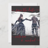 Invitation Goth Brush a Mariage Photo Enregistrer la date (Devant)