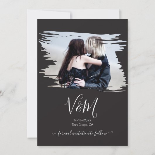 Invitation Goth Brush a Mariage Photo Enregistrer la date (Dos)
