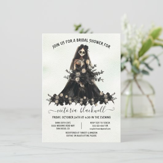 Invitation Goth Corpse Bride Fête des mariées (Debout devant)