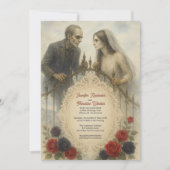 Invitation Goth Couple Zombie Mariage d'Halloween (Devant)