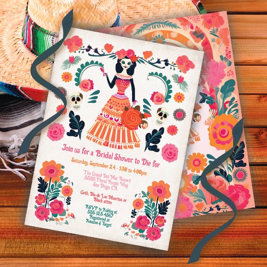 Invitation Goth Day for Dead Fête des mariées Skeleton Girl