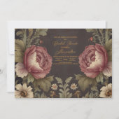 Invitation Goth Floral Fête des mariées victorienne (Devant)