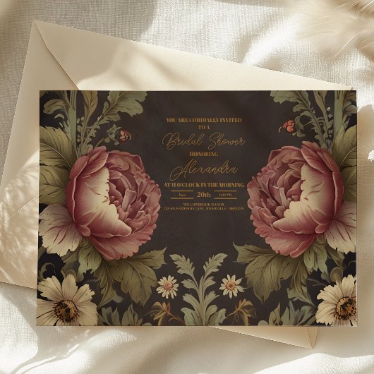 Invitation Goth Floral Fête des mariées victorienne