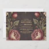 Invitation Goth Floral Mariage victorien (Devant)