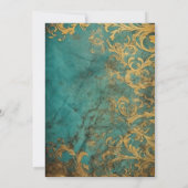 Invitation Goth Floral Turquoise Et Or (Dos)