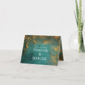 Invitation Goth Floral Turquoise Et Or (Devant)