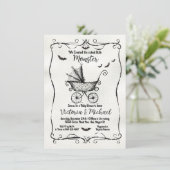 Invitation Goth Halloween Carriage Baby Shower (Debout devant)