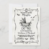 Invitation Goth Halloween Carriage Baby Shower (Devant)