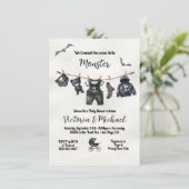 Invitation Goth Halloween Clothesline Baby shower (Debout devant)