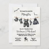 Invitation Goth Halloween Clothesline Baby shower (Devant)