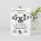 Invitation Goth Halloween Clothesline Baby shower fille (Debout devant)