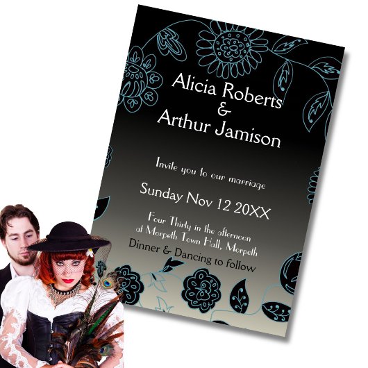Invitation Goth mariage Gothique Noir Grunge Halloween