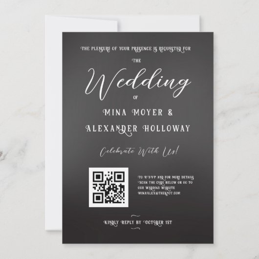 Invitation Goth moderne Rose foncé QRC (Dos)