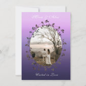 Invitation Goth moderne violet Rose noir Mariage photo (Dos)