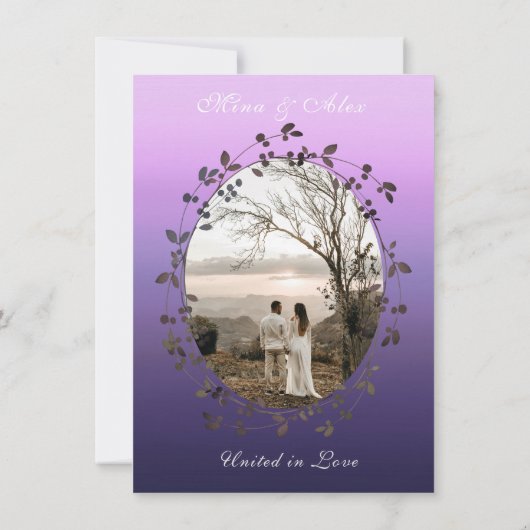 Invitation Goth moderne violet Rose noir Mariage photo (Dos)