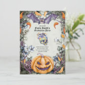 Invitation Goth Purple Skulls Halloween / Muertos Graduation (Debout devant)