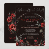 Invitation Goth romantique Rouge et Rose noir Mariage (Devant / Derrière)