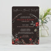 Invitation Goth romantique Rouge et Rose noir Mariage (Debout devant)