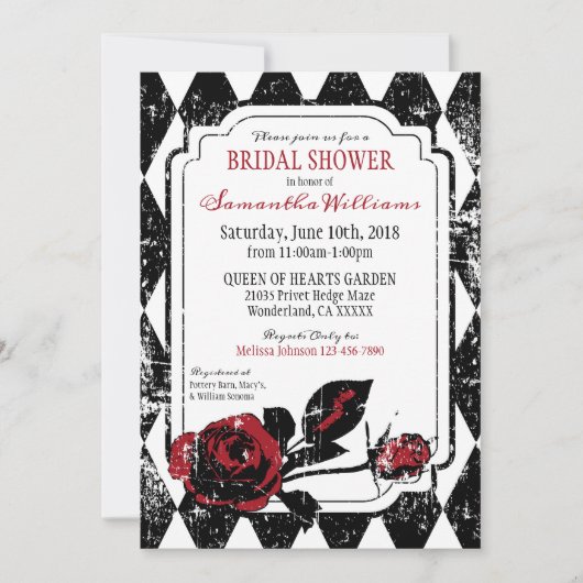 Invitation Goth Rose Grunge Diamond Fête des mariées d'impres (Devant)
