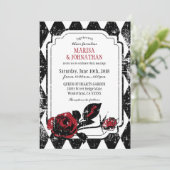 Invitation Goth Rose Grunge Diamond Imprimer Mariage (Debout devant)