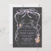 Invitation Goth Skeleton coeur bow aquarelle baby shower (Devant)