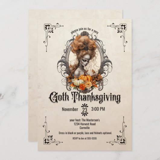 Invitation Goth Thanksgiving (Devant / Derrière)