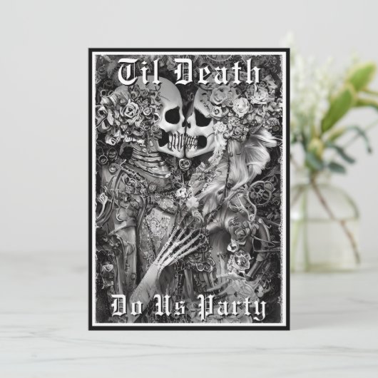 Invitation Goth Til Death Do Us Party Skeleton Couples Douche (Debout devant)