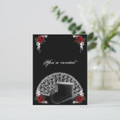 Invitation Goth Top Hat et ventilateur Mariage victorien (Debout devant)