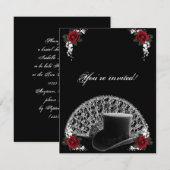 Invitation Goth Top Hat et ventilateur Mariage victorien (Devant / Derrière)