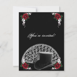 Invitation Goth Top Hat et ventilateur Mariage victorien