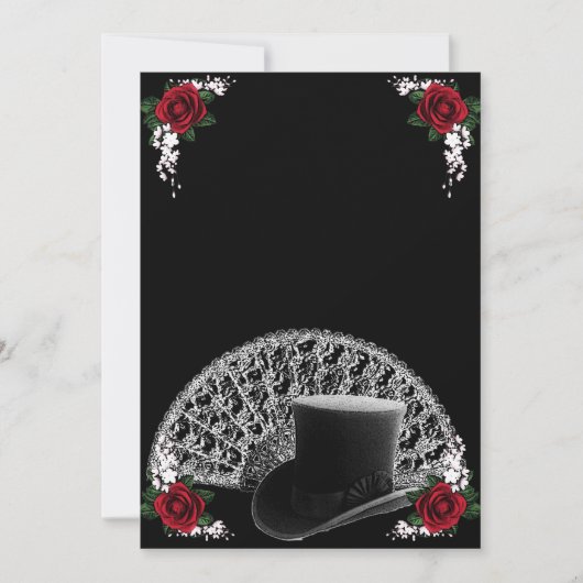 Invitation Goth Top Hat et ventilateur Mariage victorien (Devant)